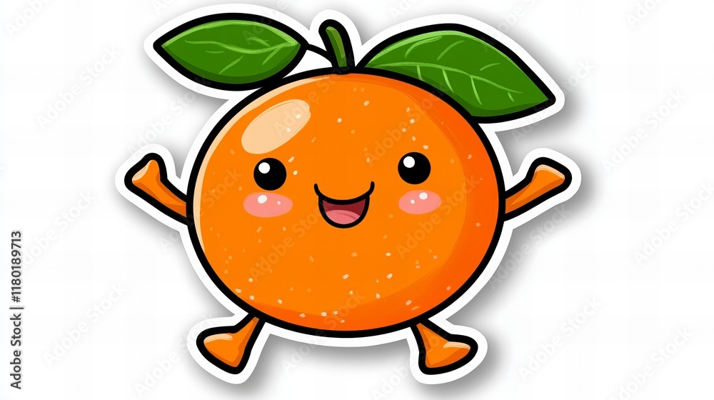 A cute cartoon orange with a happy expression, jumping with joy. Vibrant colors and playful design. A cute cartoon orange with a happy expression, jumping with joy. Vibrant colors and playful design.