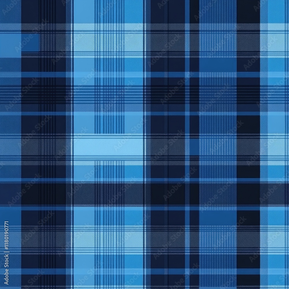 A close-up shot of a blue and black plaid fabric pattern A close-up shot of a blue and black plaid fabric pattern
