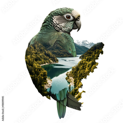 Monk Parakeet Bird, Amazon Rainforest, Nature, Art, Image, with Transparent Background PNG, for Stickers, T-Shirt Print, Cap, Mug, Flip Flops, Mousepad, Transparent PNG photo