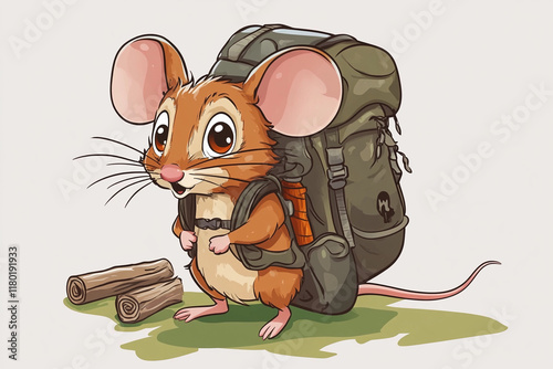 Cute cartoon mouse ready for an outdoor adventure
