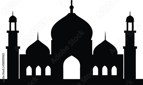 mosque silhouette,mosque vector illustration