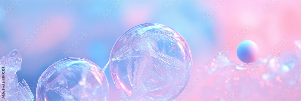Colorful bubbles in an abstract winter composition Colorful bubbles in an abstract winter composition