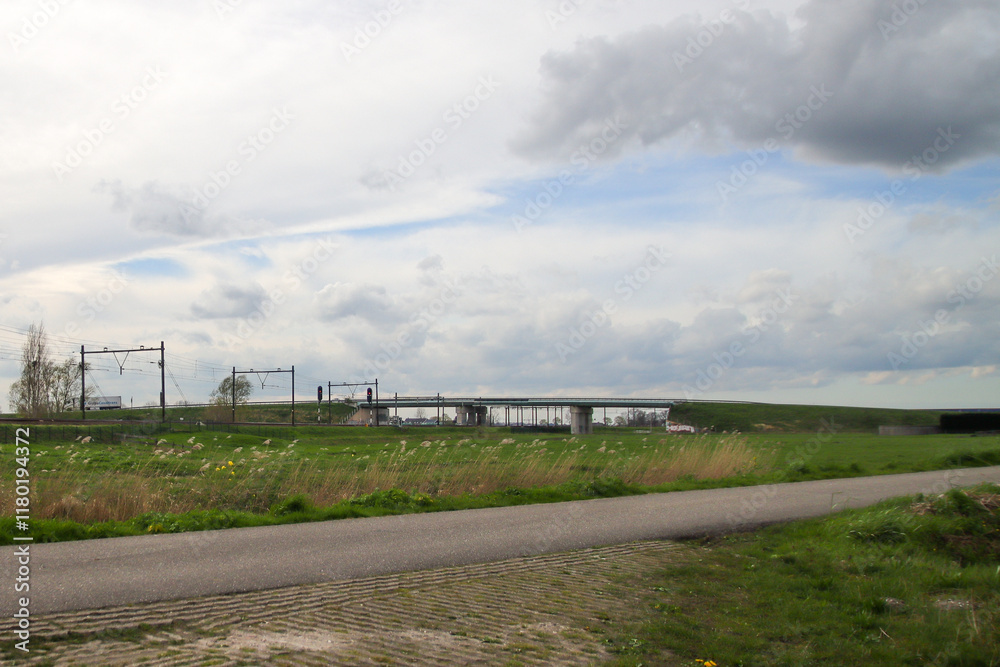 Obraz premium Meadows of the Zuidplaspolder where future village Cortelande will be built