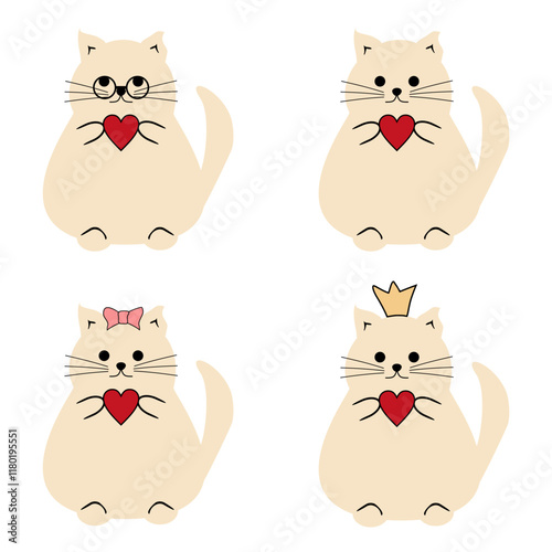 Cute nice lovely cat cartoon character on white background vector illustration 