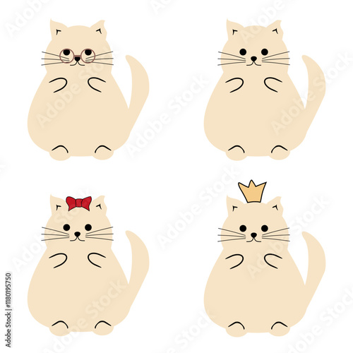 Cute nice lovely cat cartoon character on white background vector illustration 