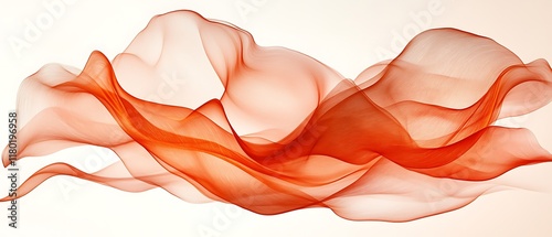 Abstract orange fabric flowing in the air.