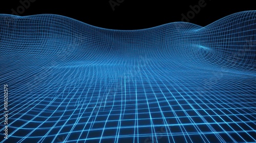 Abstract Digital Grid Landscape - Futuristic Technology Art