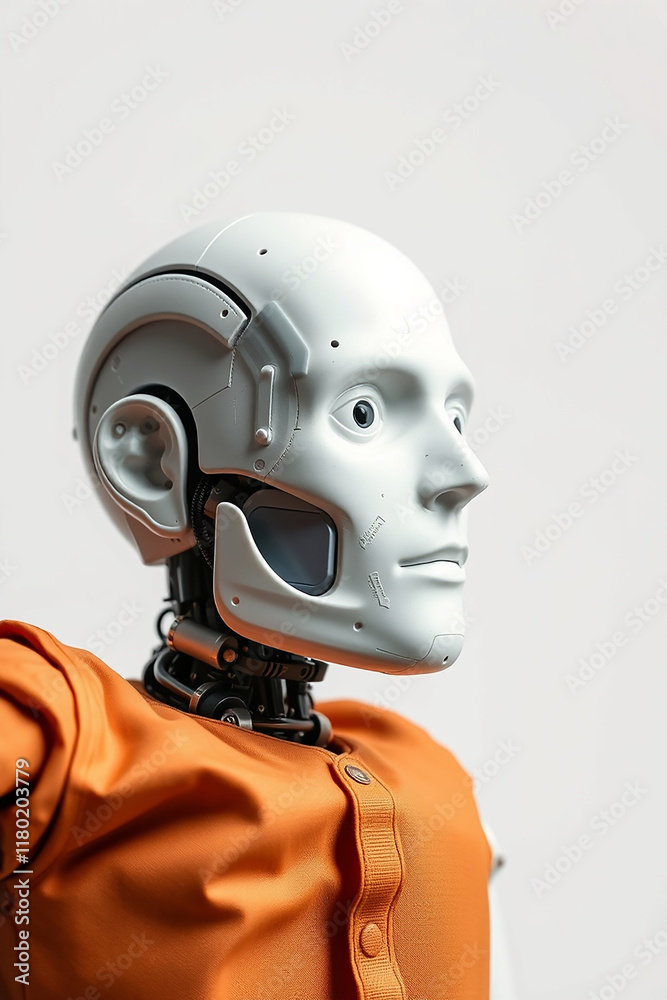 Close up of a humanoid robot head. Close up of a humanoid robot head.