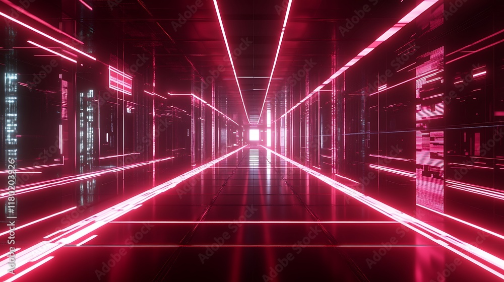 Fototapeta premium Complex digital data patterns visualized in striking blue and reds