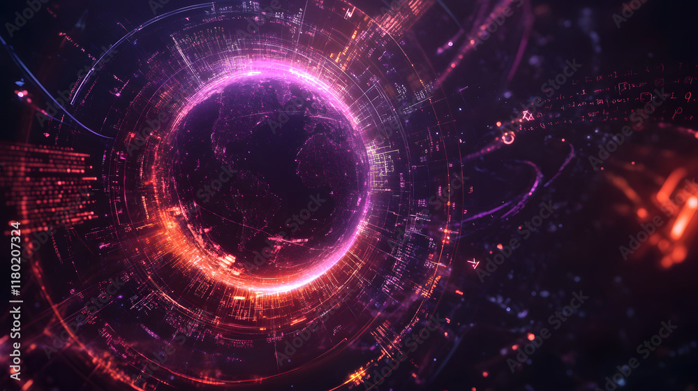 Obraz premium Futuristic AI and Technology Concepts – Glowing Digital Worlds, Neural Networks, and Advanced Innovation