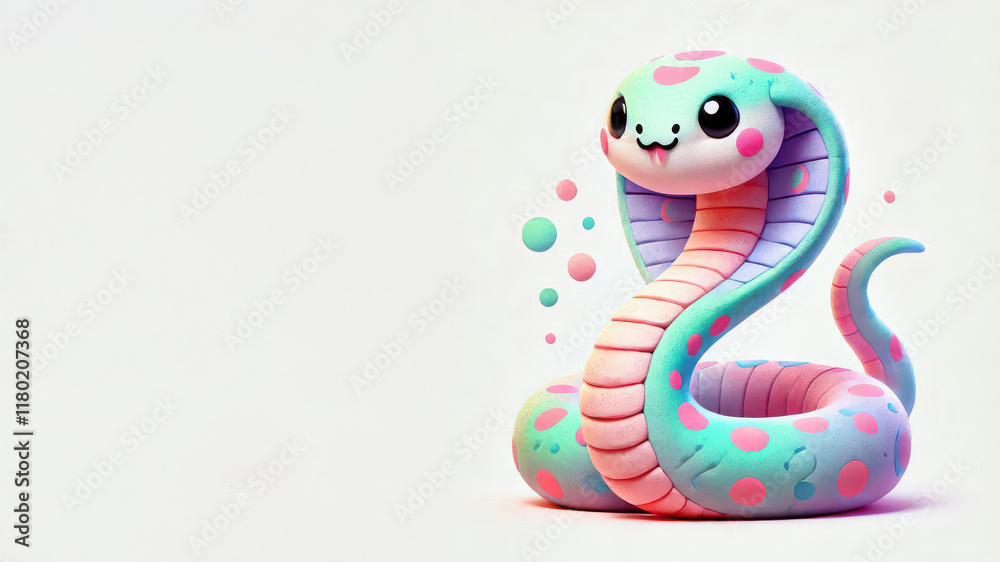 Fototapeta premium cute snake with floral pattern, animal illustration for chinese new year, traditional holiday celebration.