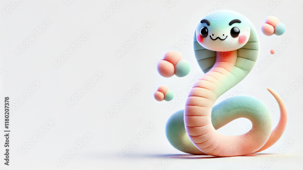 Fototapeta premium cute snake with floral pattern, animal illustration for chinese new year, traditional holiday celebration.