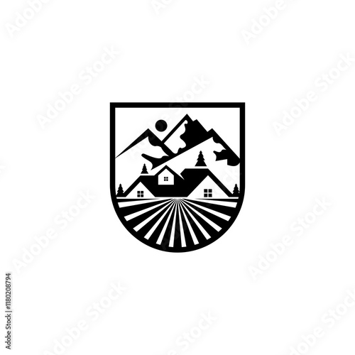 mountain house logo inside the shield and vintage style