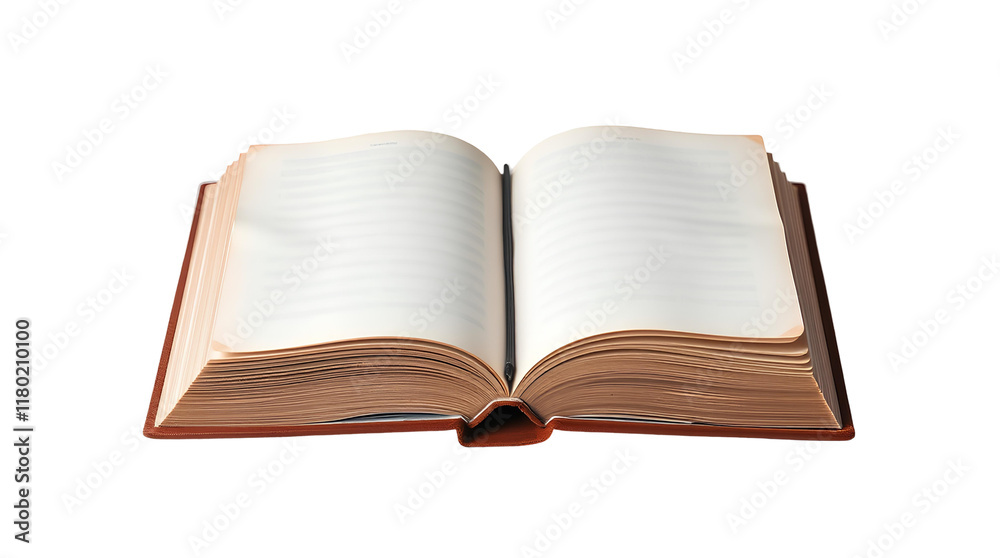 Obraz premium Photo of old open book isolated on transparent background