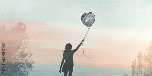 Let go of your mind, A vibrant image of a person releasing a balloon, capturing the essence of freedom and joy in a high-fidelity format.