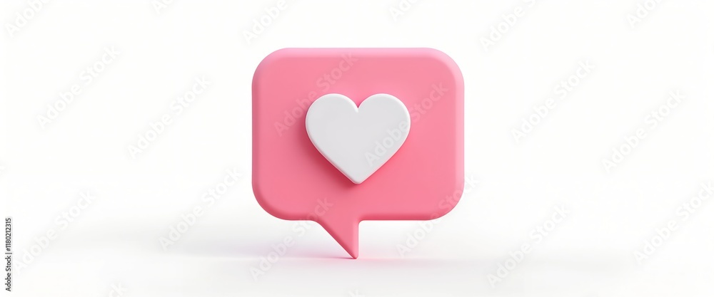 Pink speech bubble with a white heart, symbolizing love, affection, or a like. Perfect for Valentine's Day, social media, or expressing positive emotions. Pink speech bubble with a white heart, symbolizing love, affection, or a like. Perfect for Valentine's Day, social media, or expressing positive emotions.