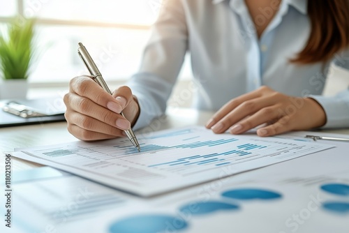 financial advisory services. Asian advisor showing plan of investment to clients in the consultancy office. Generative AI