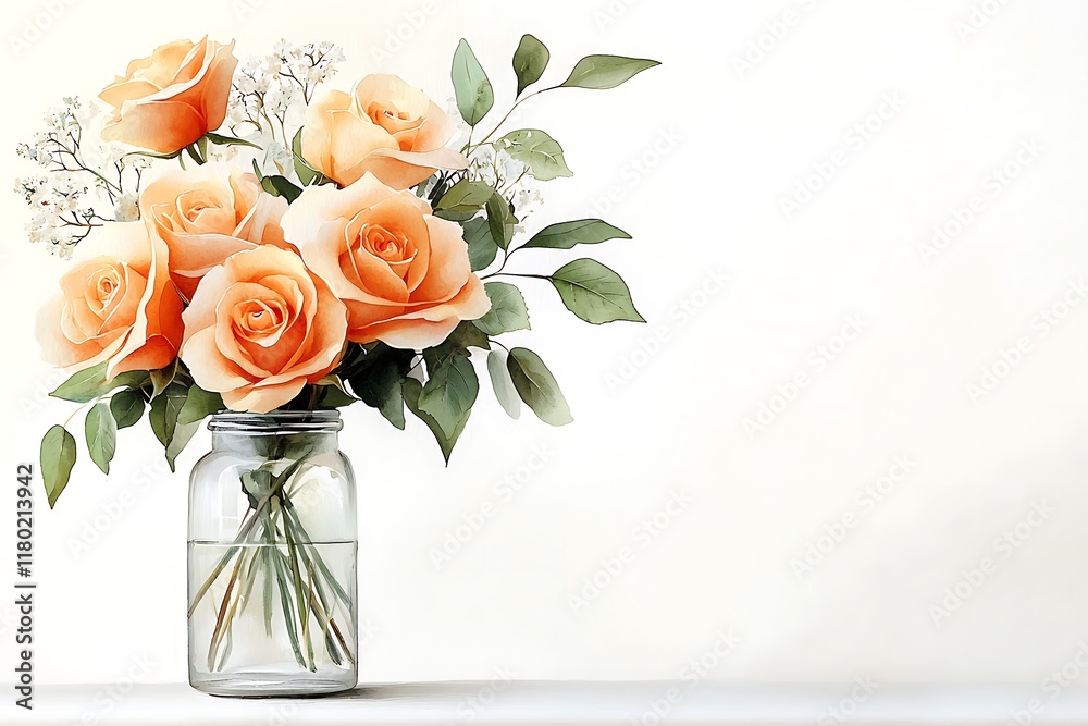 Obraz premium Valentine's day love blossoms with peach roses in a serene home setting