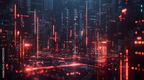 Interconnected data networks illustrated with blue and red aesthetics
