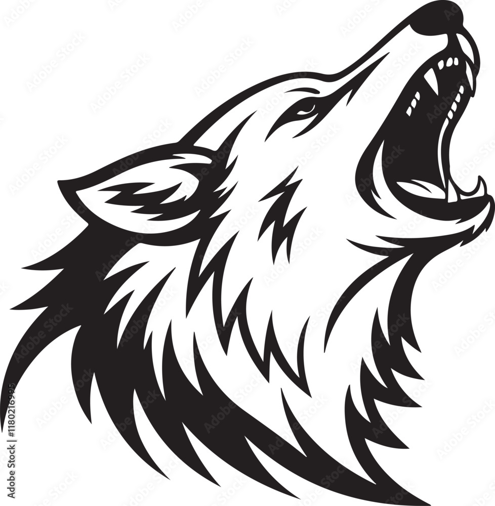 Obraz premium wolf silhouette vector line art logo design