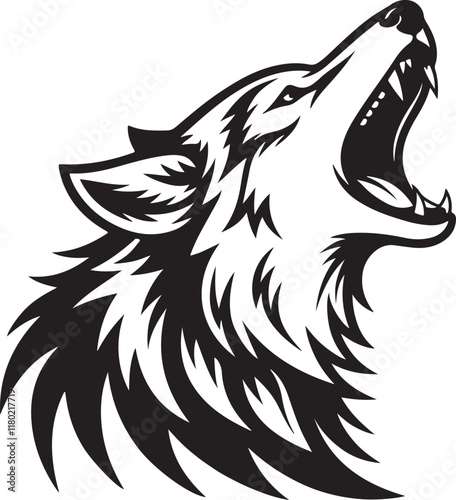 Wallpaper Mural wolf silhouette vector line art logo design Torontodigital.ca