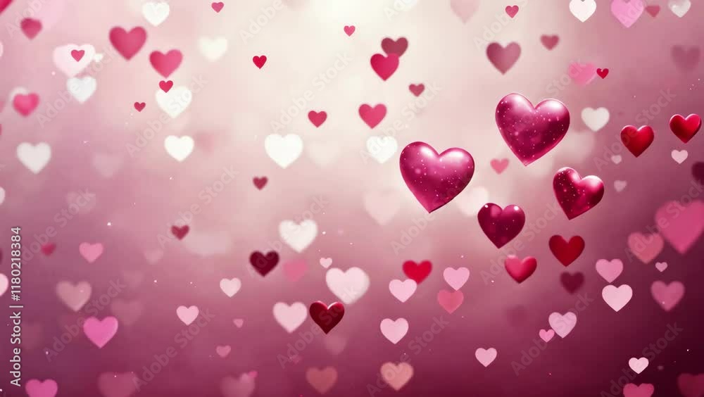 Romantic Pink and Red Glitter Hearts Background. Animation for Valentine's Day, Love, and Wedding Concepts. Seamless Looping 4K Video Romantic Pink and Red Glitter Hearts Background. Animation for Valentine's Day, Love, and Wedding Concepts. Seamless Looping 4K Video