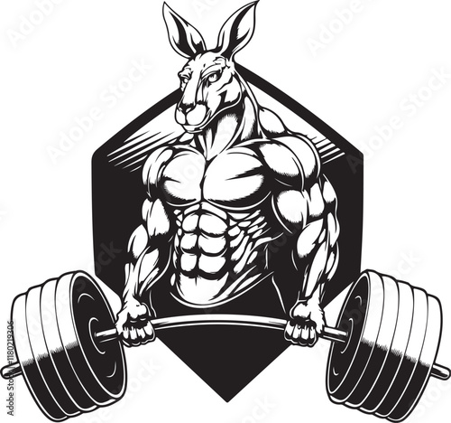 Wallpaper Mural  Vector Line Art Angry Wolf Exercising in Gym Black and White on White Torontodigital.ca