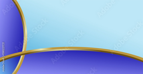 composition of empty space in blue and purple gradations with gold curved lines as background design inspiration for graphic visual arts or decorative designs in applied arts