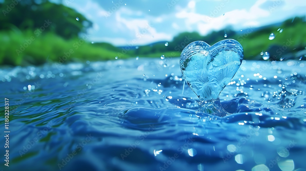 Heart Shaped Water Splashing in a Stream Heart Shaped Water Splashing in a Stream