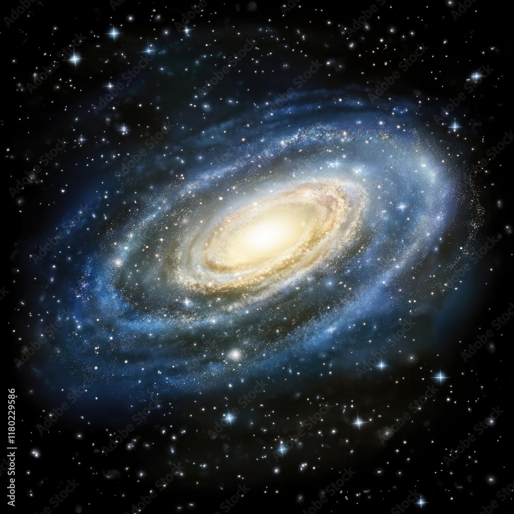 A spiral galaxy with stars in the background, ideal for space-themed projects A spiral galaxy with stars in the background, ideal for space-themed projects