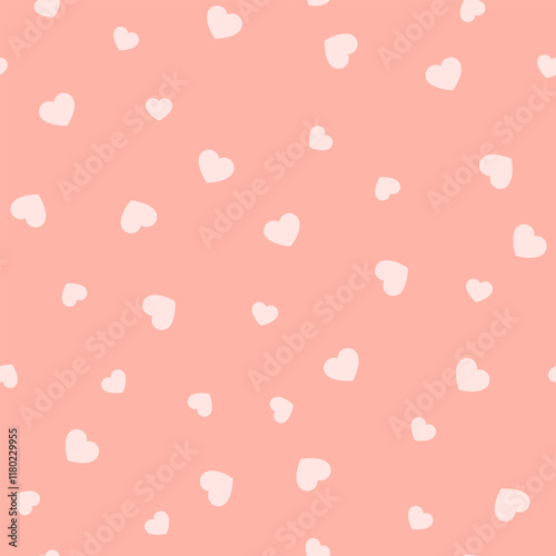 Hearts on a pink background seamless pattern. Vector illustration.