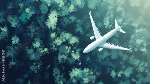 Wallpaper Mural Airplane flying over dense green forest. Ivorylight. Illustration Torontodigital.ca