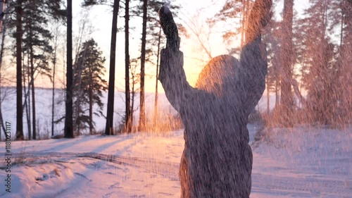 Happy Girl Throwing Snow