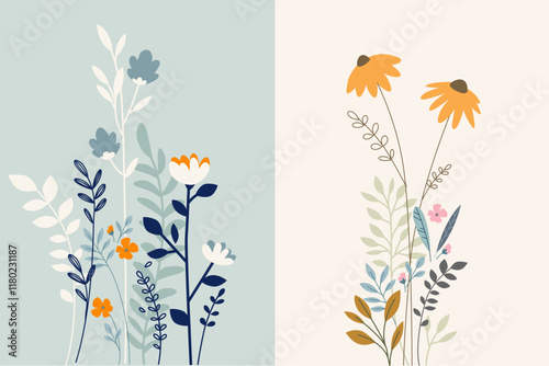 Set of floral background