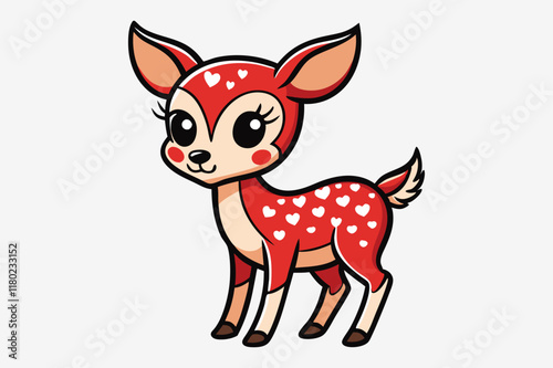 A whimsical and cute cartoon illustration of a baby deer.