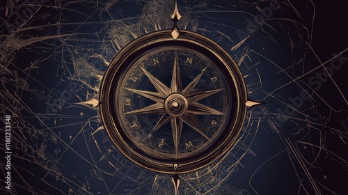 Vintage Compass Design with Detailed Map Background: A Timeless Exploration of Navigation