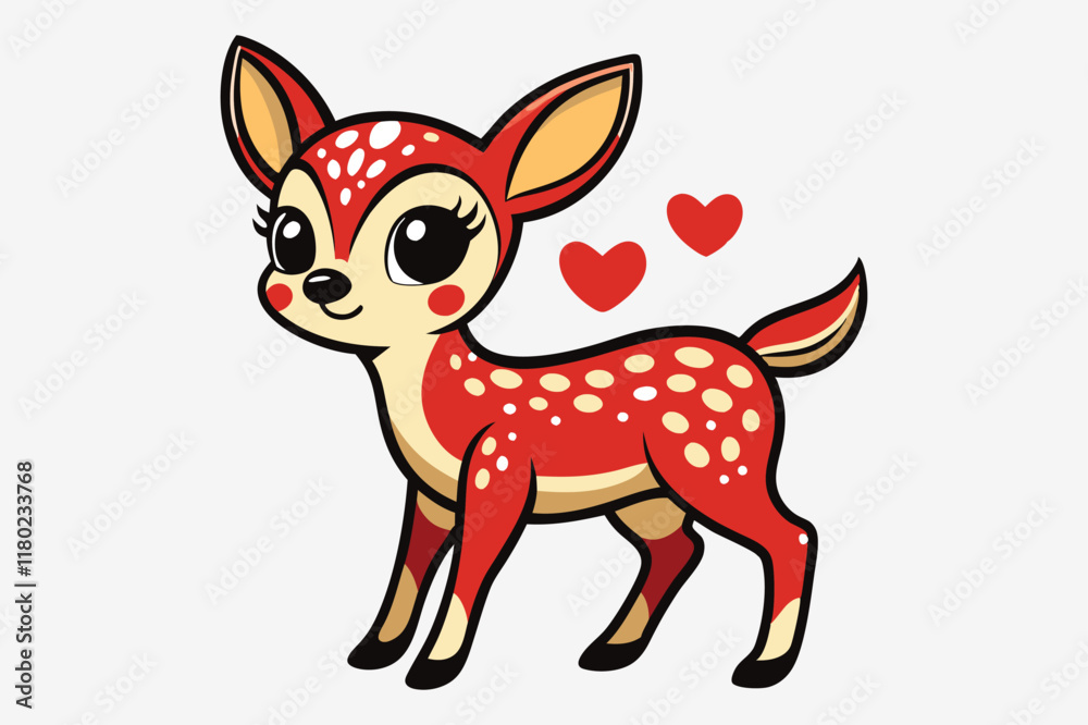 A whimsical and cute cartoon illustration of a baby deer. A whimsical and cute cartoon illustration of a baby deer.