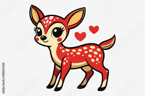 A whimsical and cute cartoon illustration of a baby deer.