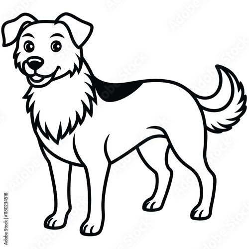 Detailed Black and White Dog Illustration photo