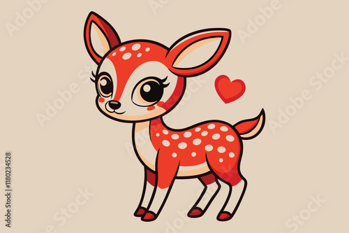 A whimsical and cute cartoon illustration of a baby deer.