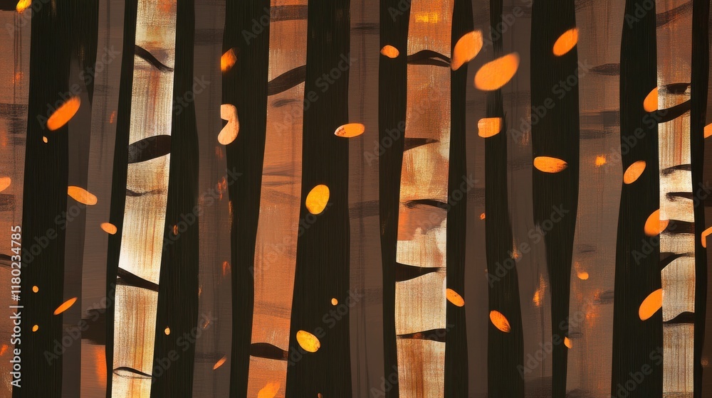 Obraz premium Autumnal Forest Abstract Painting: A Colorful Forest Scene