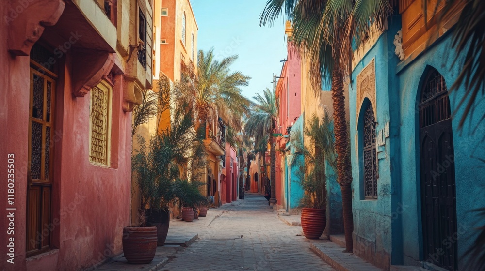 Obraz premium Colorful Alleyway with Vibrant Buildings