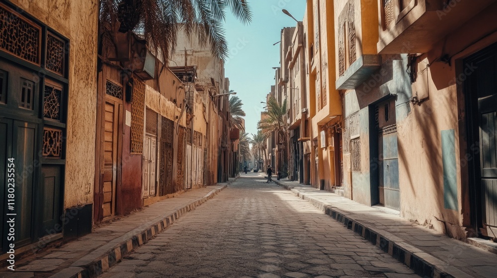 Fototapeta premium Ancient City Alleyway - A Timeless Urban Oasis