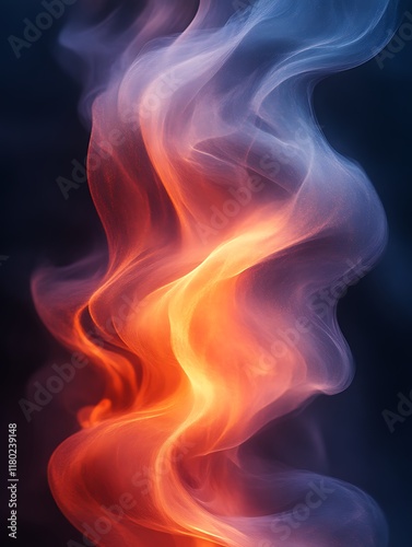 Abstract fiery and icy smoke swirls.
