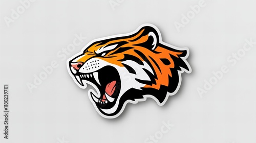 Fierce tiger head graphic design. Orange and black color scheme. Perfect for logos, stickers, and apparel. photo