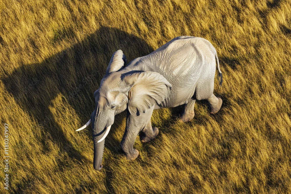 An elephant walks through a lush green grassy field An elephant walks through a lush green grassy field