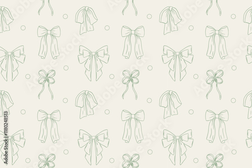 Seamless pattern green bows in retro style