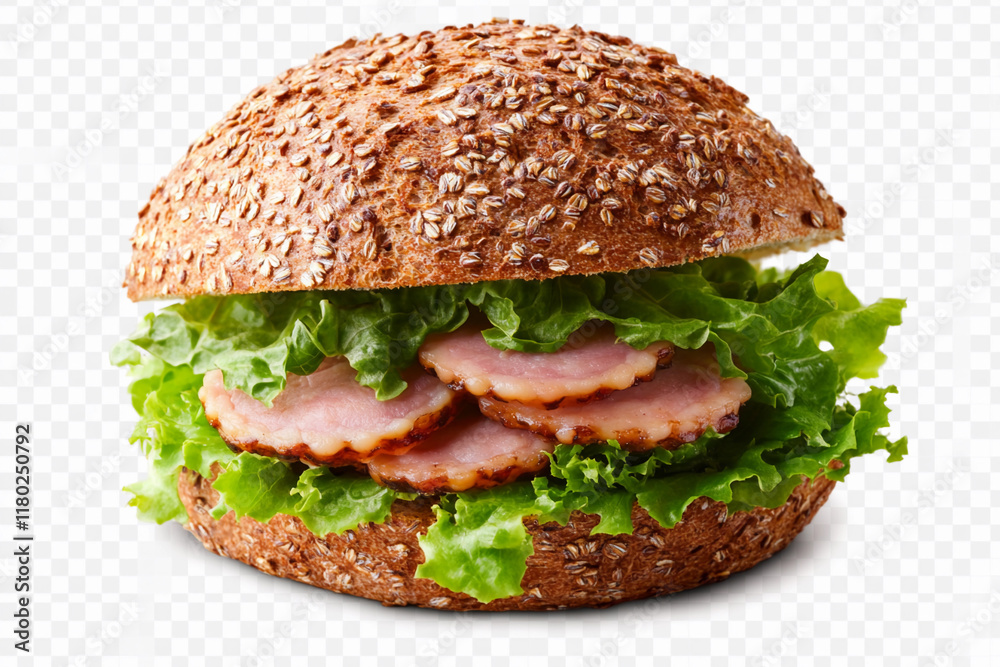 Fresh sandwich with lettuce and smoked meat slices Fresh sandwich with lettuce and smoked meat slices