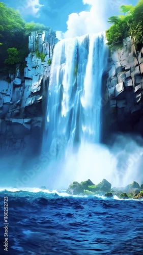 waterfall in the mountains