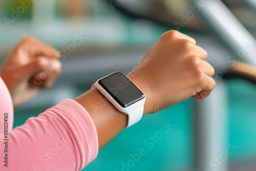 Obraz na płótnie Fitness tracker displaying real time data while tracking intense workout, representing technological support for personal health and fitness monitoring w salonie